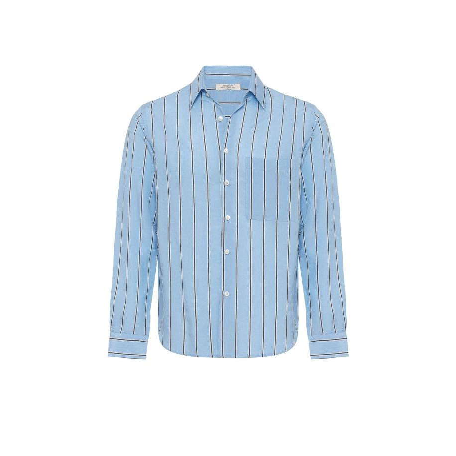Antioch Antioch Overhemd lichtblauw / donkerbruin / wit -