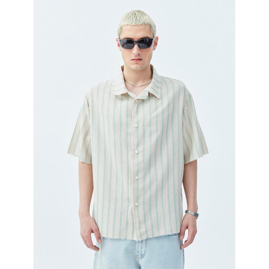 VAMOS CLO Overhemd turquoise / wit Wit