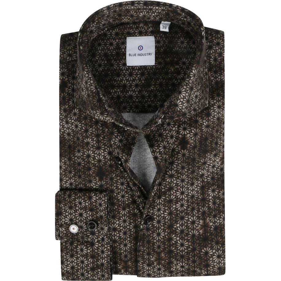 Blue Industry Overhemd Bloemen Donkerbruin Bruin