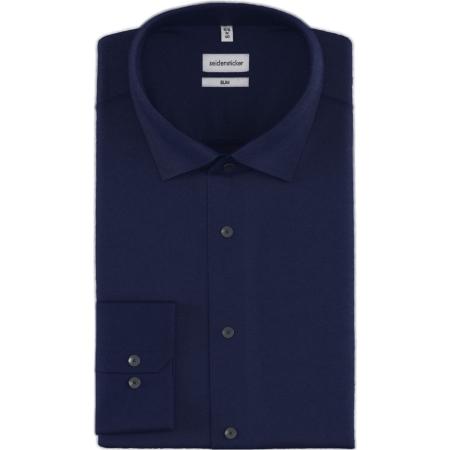 Seidensticker Flanellen Overhemd donkerblauw, Effen
