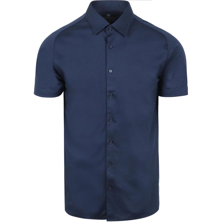 Desoto Short Sleeve Jersey Overhemd Navy Blauw