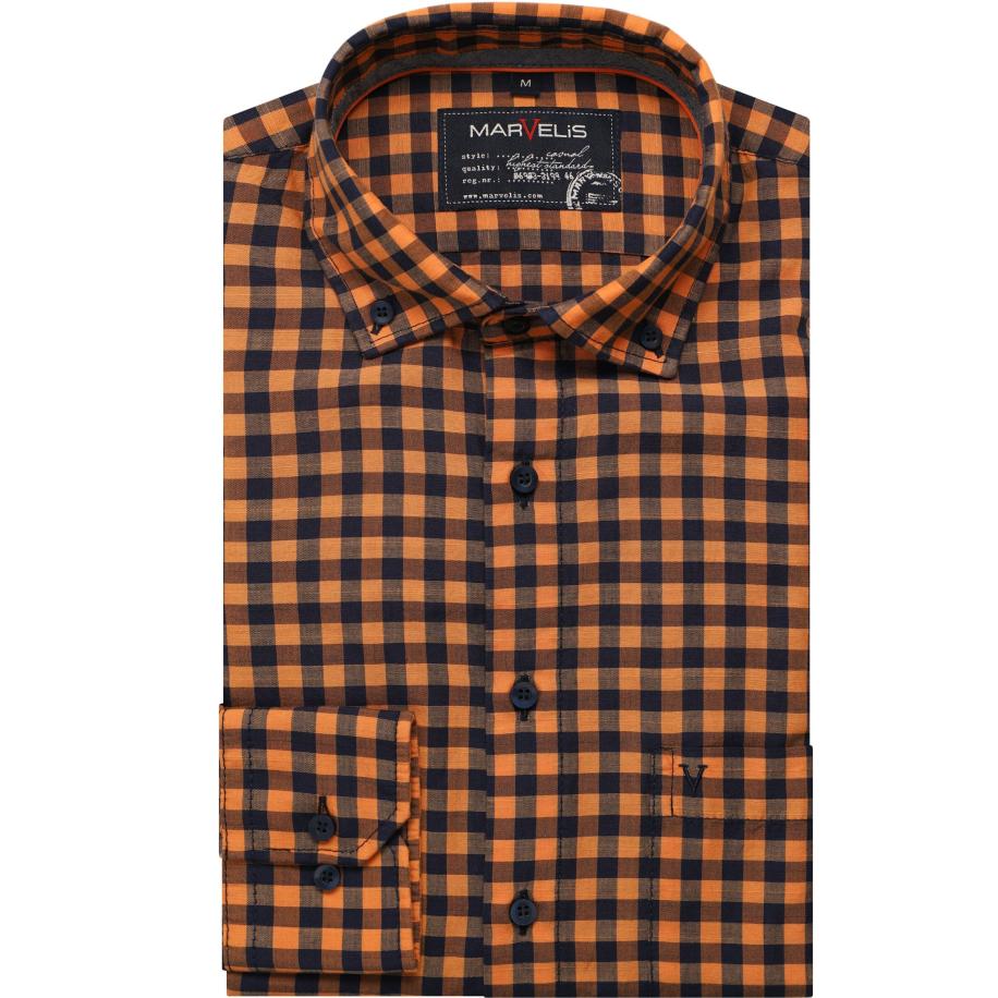 Marvelis Casual Overhemd zalm, Ruit Roze