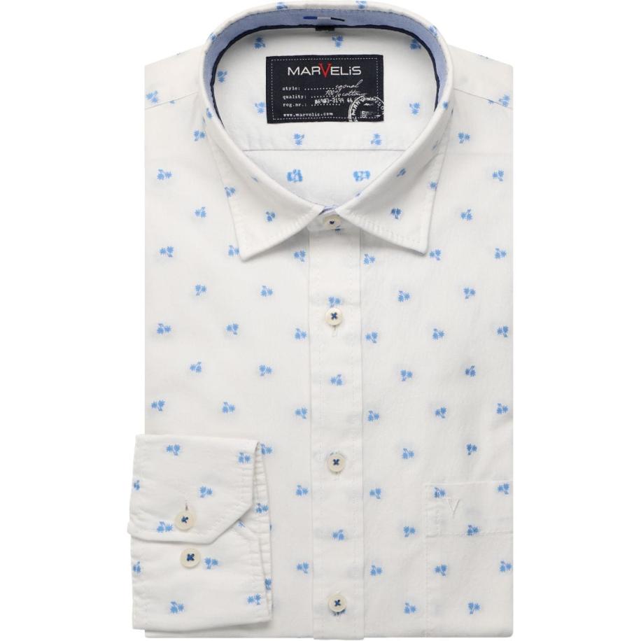 Marvelis Casual Overhemd blauw, Bedrukt Blauw