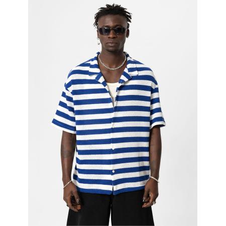 VAMOS CLO Overhemd kobaltblauw / wit