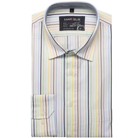 Marvelis Casual Overhemd limegroen, Gestreept