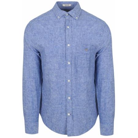 Gant Overhemd Linnen Blauw