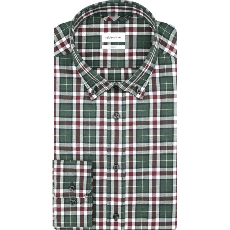 Seidensticker Flanellen Overhemd groen, Ruit Groen