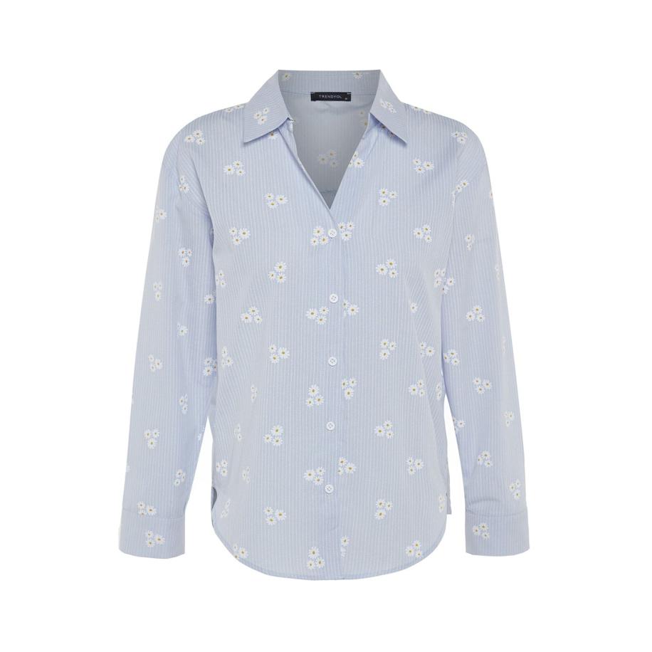 Trendyol Trendyol Blouse lichtblauw / geel / wit -