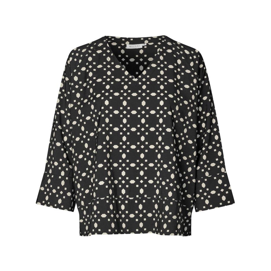 Masai Blouse Benika zwart / wit Zwart