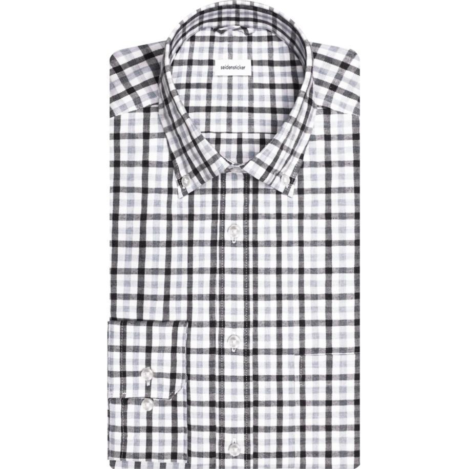 Seidensticker Flanellen Overhemd blauw, Ruit Blauw