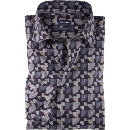 OLYMP Luxor Overhemd taupe, Bedrukt