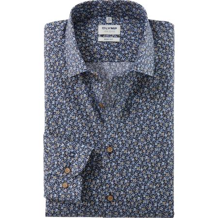 OLYMP Level Five Overhemd marine, Bedrukt