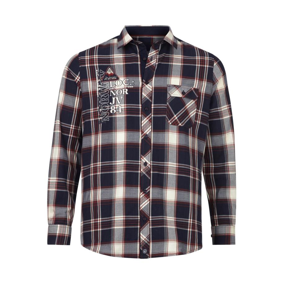 Jan Vanderstorm Overhemd donkerblauw, Ruit Blauw