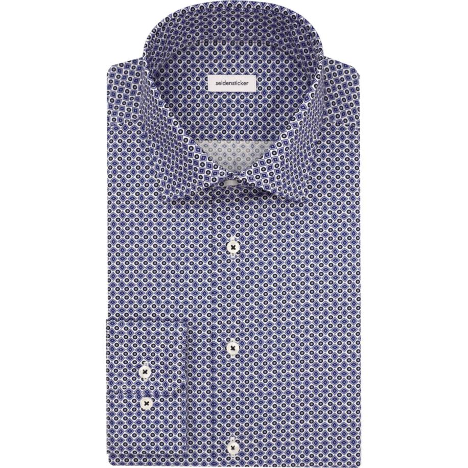 Seidensticker Overhemd blauw, Bedrukt Blauw