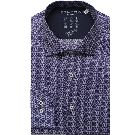 ETERNA Performance Overhemd marine, Bedrukt