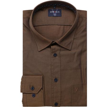 Marvelis Casual Overhemd bruin, Faux-uni