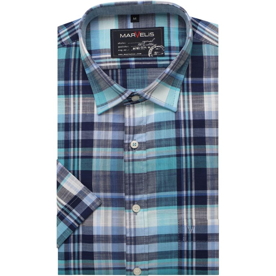 Marvelis Casual Overhemd Korte mouw marine Blauw