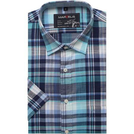 Marvelis Casual Overhemd Korte mouw marine