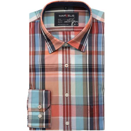 Marvelis Casual Overhemd oranje, Ruit