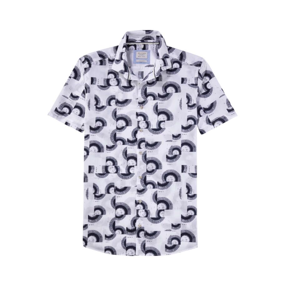 OLYMP Level Five Smart Casual Overhemd Korte mouw wit Wit