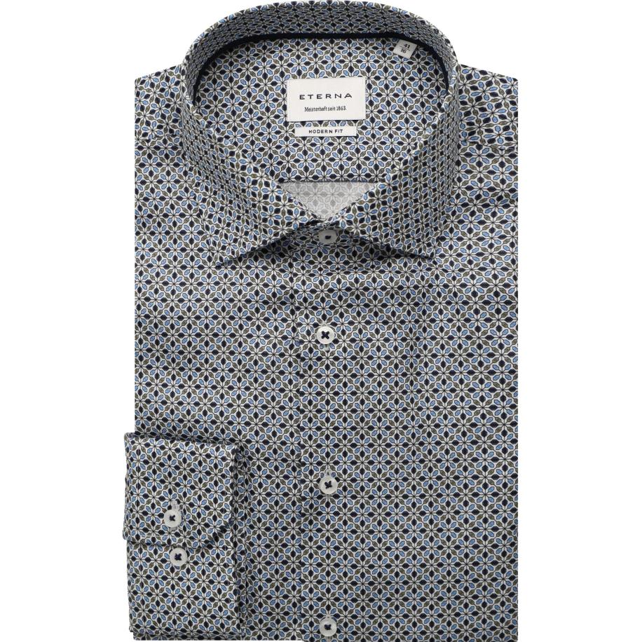 ETERNA Overhemd blauw, Bedrukt Blauw