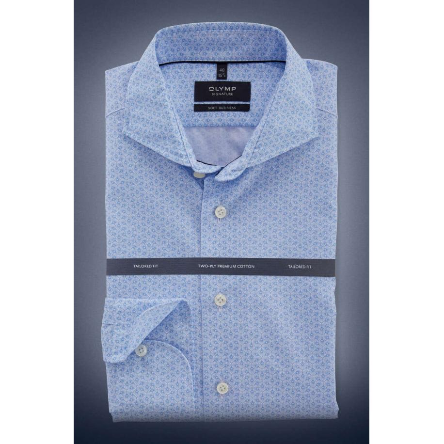 OLYMP SIGNATURE Soft Business Overhemd blauw, Motief Blauw
