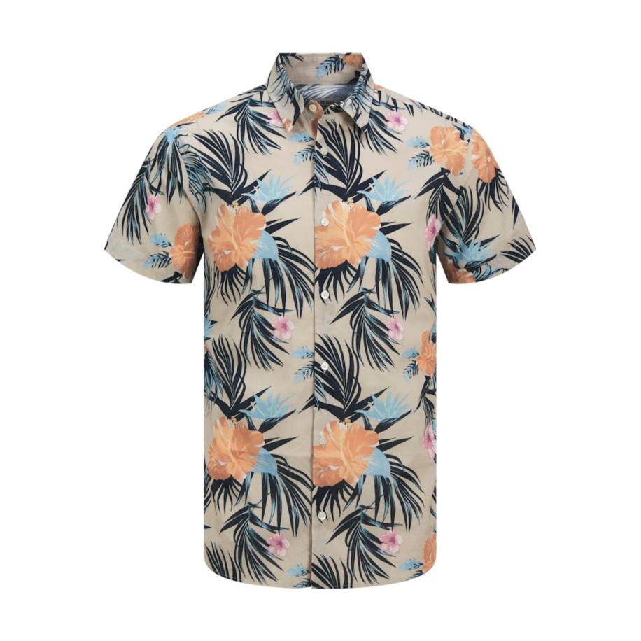 JJ Rebel JJ Rebel Overhemd JREBBASTIAN beige / lichtblauw / lichtoranje / zwart -