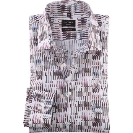 OLYMP No. Six Overhemd donkerrood, Bedrukt