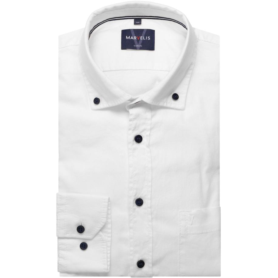 Marvelis Casual Overhemd wit, Effen Wit