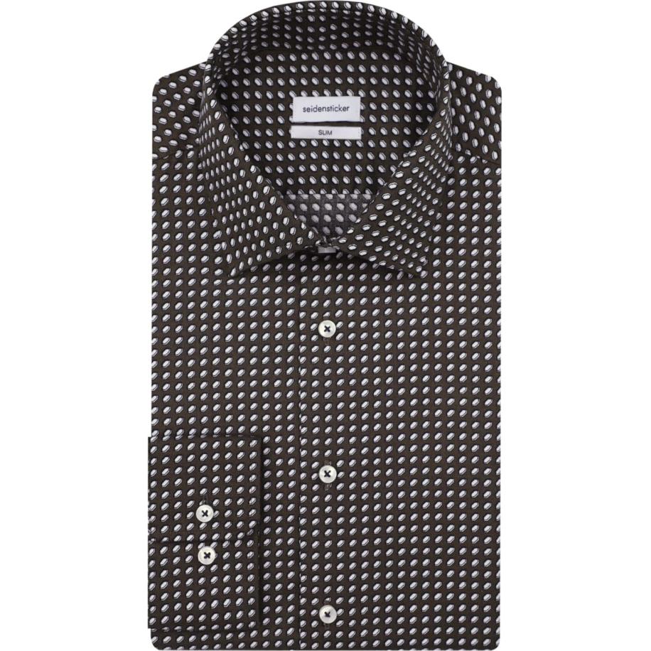 Seidensticker Overhemd donkergroen, Bedrukt Groen