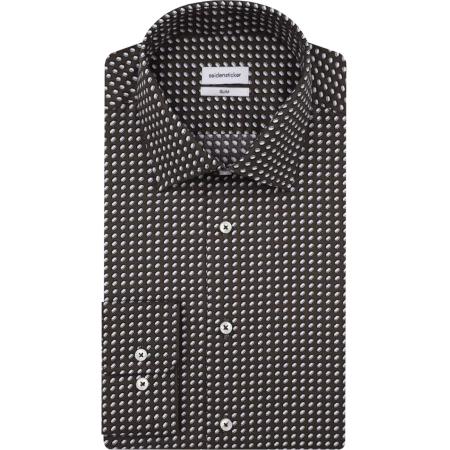 Seidensticker Overhemd donkergroen, Bedrukt