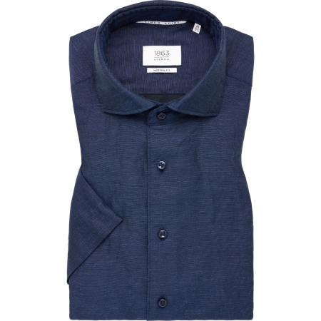 ETERNA 1863 Linnen Overhemd marine, Effen