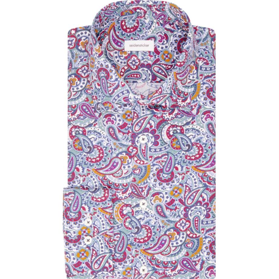 Seidensticker Overhemd rood/blauw, Paisley Multicolor
