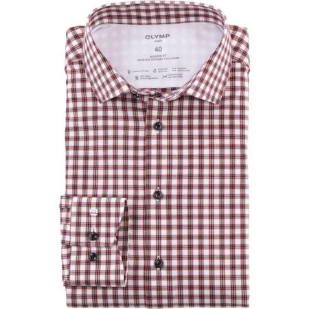 OLYMP Luxor 24/Seven Dynamic Flex Overhemd blauw/rood/wit, Ruit