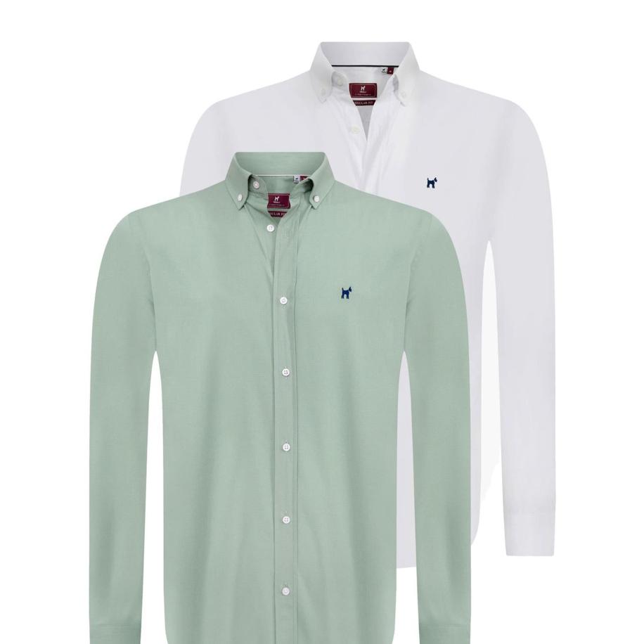 Williot Williot Overhemd navy / groen / wit -