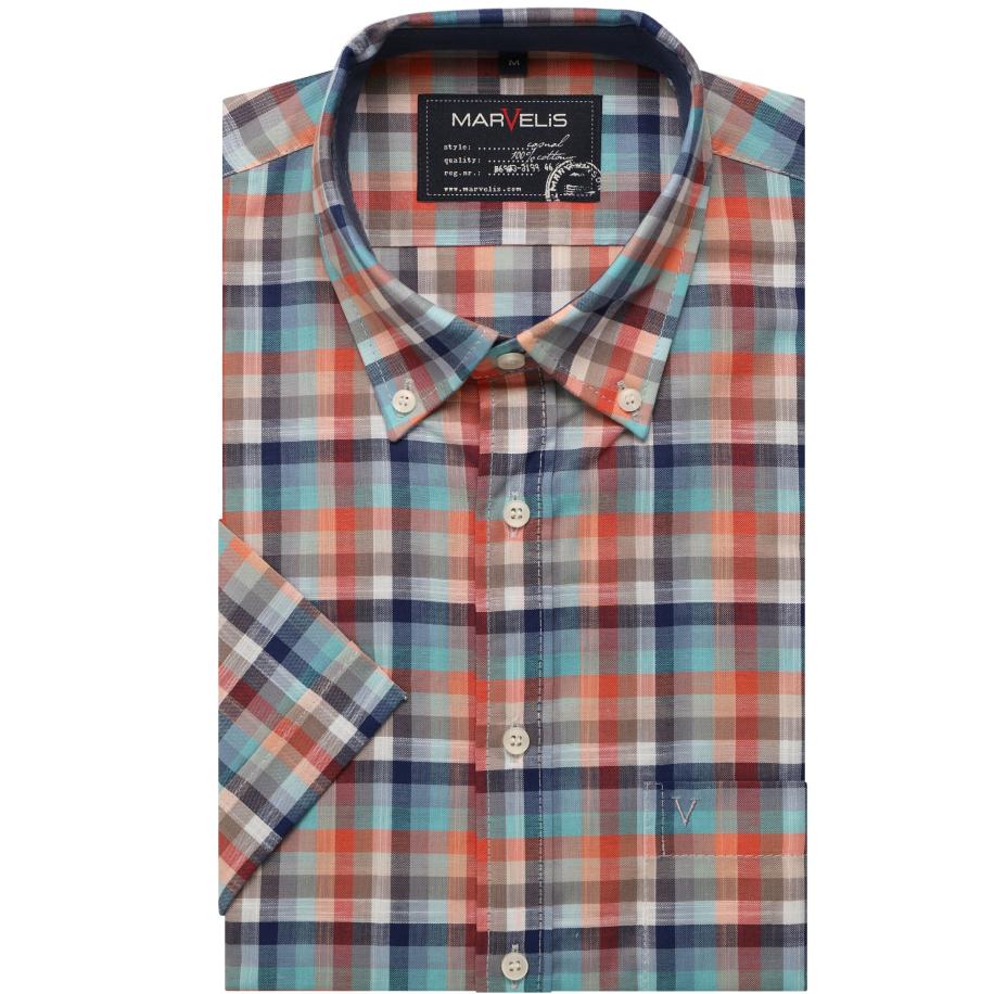 Marvelis Casual Overhemd Korte mouw oranje Oranje