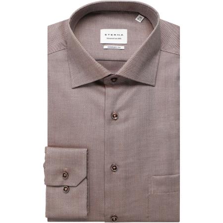 ETERNA Overhemd donkerbruin, Gestructureerd