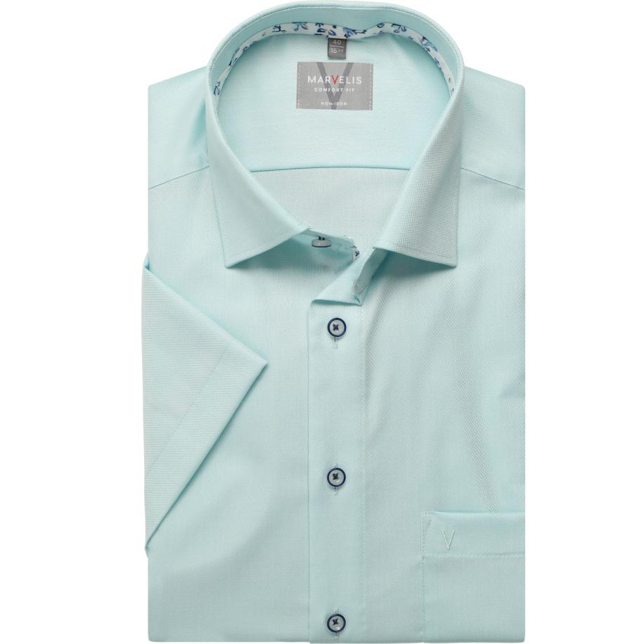 Marvelis Overhemd Korte mouw turquoise Blauw