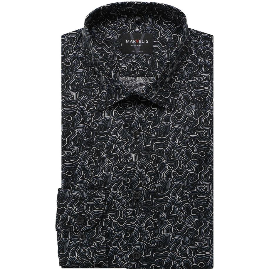 Marvelis Overhemd zwart, Bedrukt Zwart