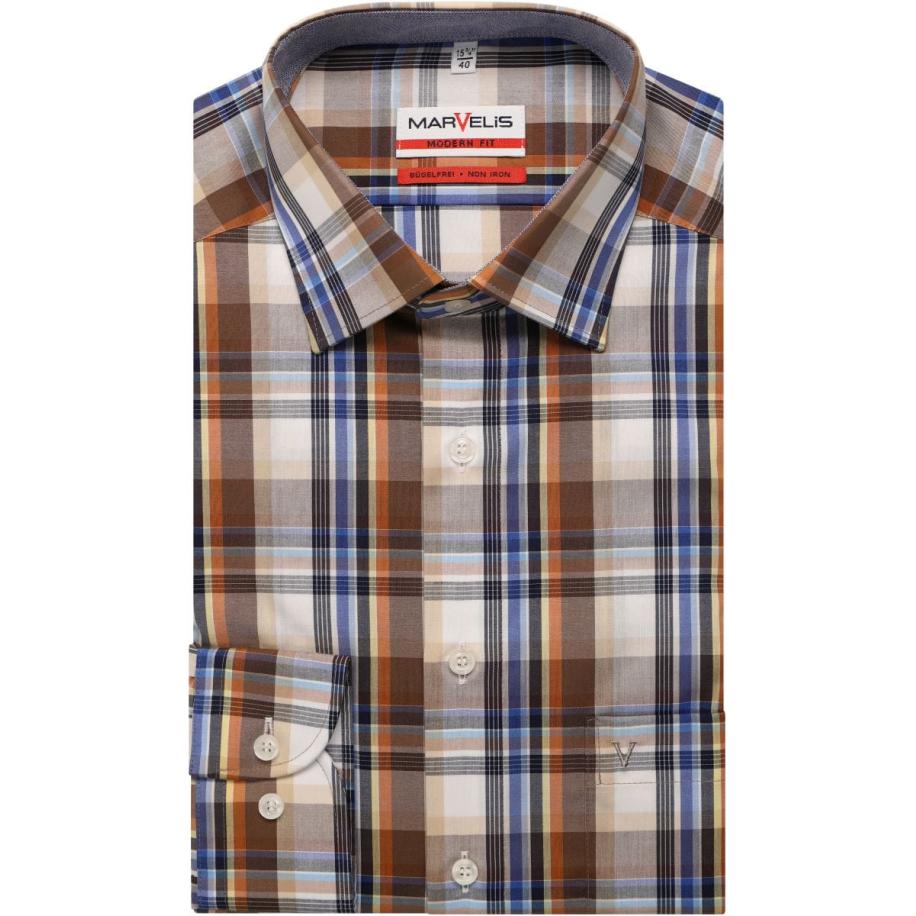 Marvelis Overhemd bruin, Ruit Bruin