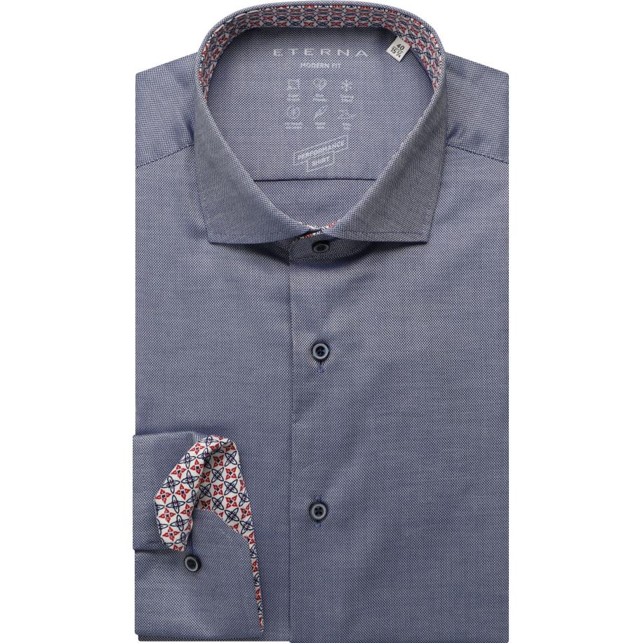 ETERNA Performance Overhemd marine, Gestructureerd Blauw