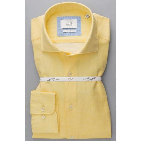 ETERNA 1863 Linnen Overhemd lichtgeel, Effen