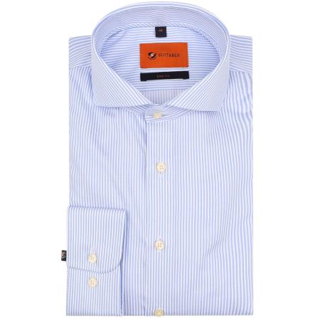 Suitable Overhemd Lichtblauw Streep