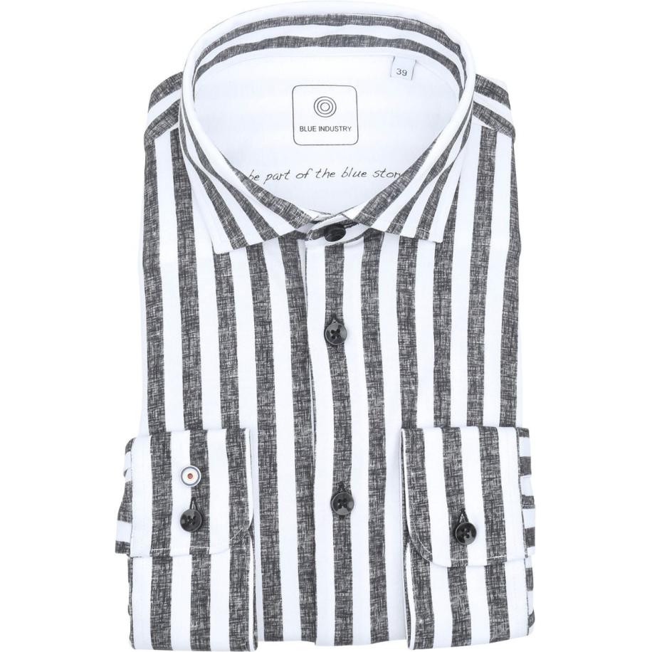 Blue Industry Overhemd Streep Grijs Grijs