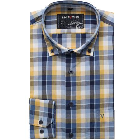 Marvelis Casual Overhemd blauw, Ruit