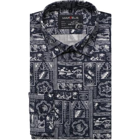 Marvelis Casual Overhemd marine, Motief