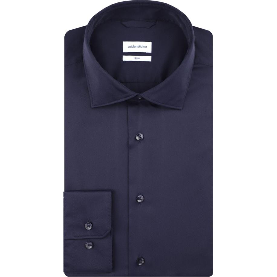 Seidensticker Overhemd donkerblauw, Bedrukt Blauw