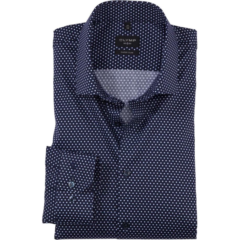 OLYMP No. Six Overhemd marine, Motief Blauw