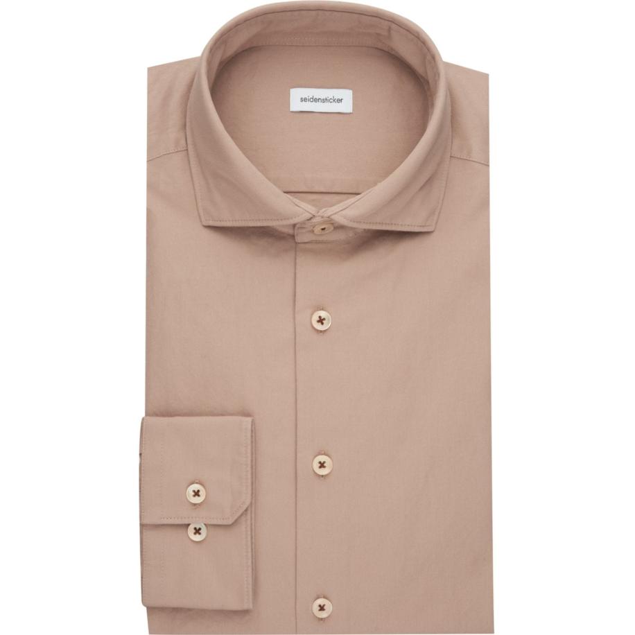 Seidensticker Smart Casual Overhemd beige, Effen Bruin