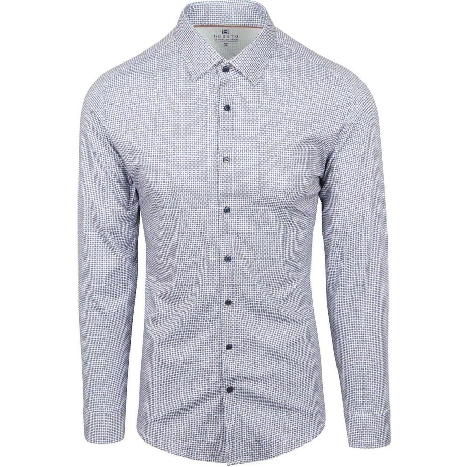 Desoto Overhemd Print Blauw Blauw